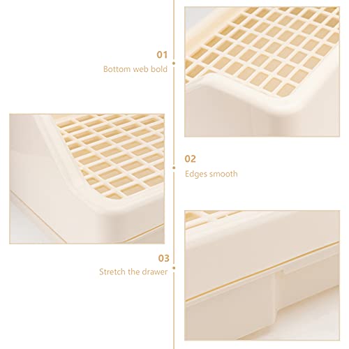 STOBOK Caja de Arena de Conejo Beige con Almohadillas de Bonificación Cajón Pequeño Animal Mascota Orinal Entrenador Arena Esquina Entrenamiento Bandeja para Mascotas para Conejillos de