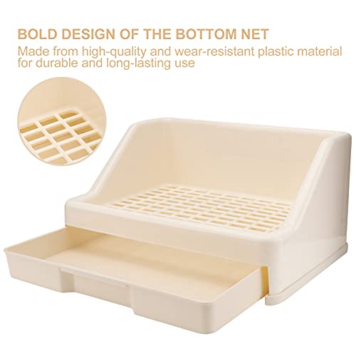 STOBOK Caja de Arena de Conejo Beige con Almohadillas de Bonificación Cajón Pequeño Animal Mascota Orinal Entrenador Arena Esquina Entrenamiento Bandeja para Mascotas para Conejillos de