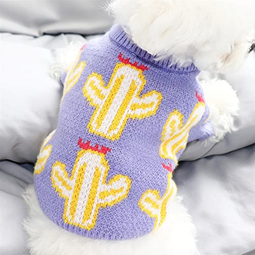 Suéter Mascota otoño e Invierno Espeso Cactus impresión Mascota suéter de Punto Gato Peluche Bichon Pomeranian Schnauzer pequeño Perro Perro Ropa