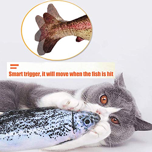 SUOXU Juguete de gato de pez en movimiento, juguete eléctrico para gatos, juguetes de hierba gatera, juguetes de peluche realista, juguetes de pescado, juguetes de simulación (trucha arco iris)