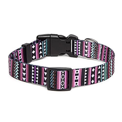 Suredoo Collar Perro, Ajustable y Resistente con Patrones de Moda, Collar Nylon Cómodos para Perros Pequeños Medianos Grandes, Cachorros (S, Púrpura)