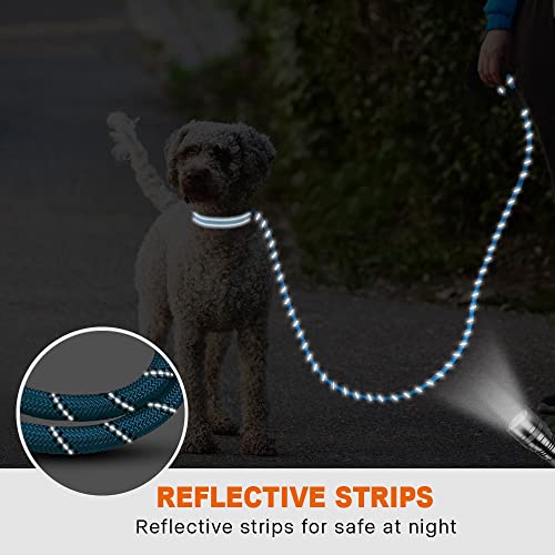 Taglory Correa de Perro, 1,2 m Correa de Fuerte de Perro para Perros Medianos y Grandes con Mango Acolchado Suave y Hilos Reflectantes, Azul