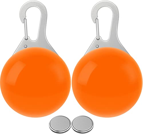 Taglory Luz LED Collares para Perro Clip-on, Luces de Seguridad Coloridas para Perros y Gatos, Collar Luminoso Perro Luz Impermeable, Colgante Perro Luz LED Noche(2 Baterías Adicionales), Naranja