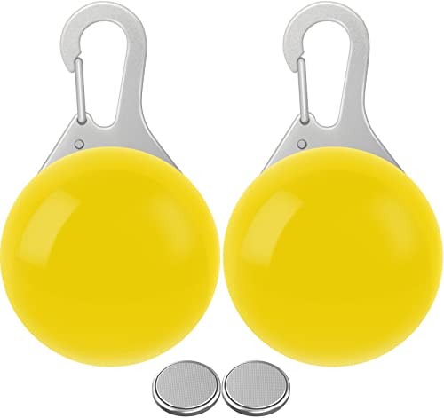 Taglory Luz LED Collares para Perro Clip-on, Luces de Seguridad Coloridas para Perros y Gatos, Collar Luminoso Perro Luz Impermeable, Colgante Perro Luz LED Noche(2 Baterías Adicionales), Amarillo
