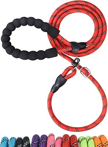 TagME Reflectante Correa Perro Adiestramiento,Correa Retriever,Correa de Entrenamiento,Correa Ajustable Perro Grande,Ø12mm x 185cm,Rojo