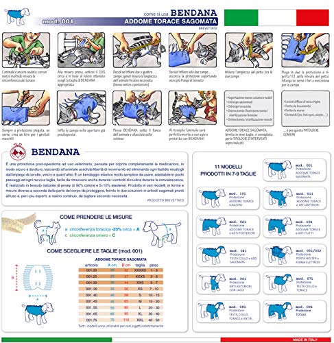 Traje postoperatorio para Perros y Gatos, Protege heridas y Vendajes, Garantiza higiene, Limpieza y Libertad de Movimiento. Modelo 001 - Abdomen y tórax Entallado (XXXXS)