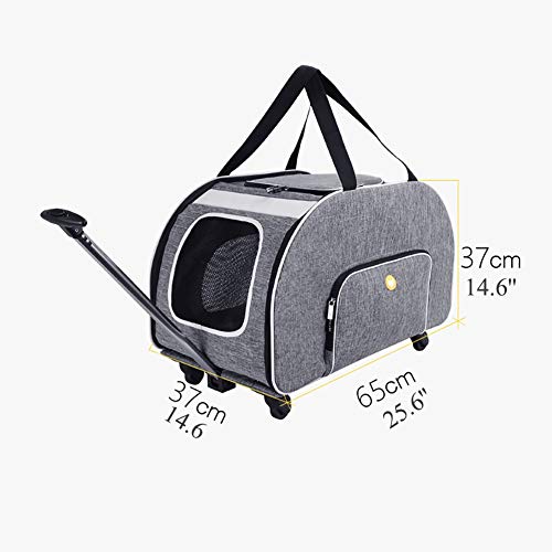 transportin perro grande Jaula del gato bolsa del animal doméstico Cochecito Perro Sling Media lados suaves al aire libre plegable portable de acoplamiento respirable de ruedas a prueba de agua mochil