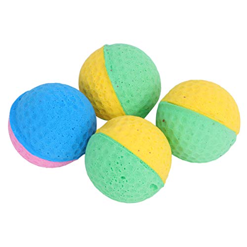 UEETEK 4 bolas de látex lindas para mascotas, bolas de esponja para gatito, gatito, gato atrapasueños juguetes para masticar perros bolas de gato (color al azar)