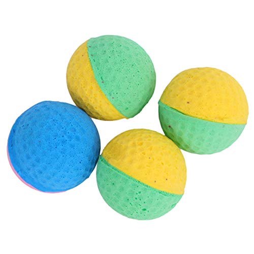 UEETEK 4 bolas de látex lindas para mascotas, bolas de esponja para gatito, gatito, gato atrapasueños juguetes para masticar perros bolas de gato (color al azar)