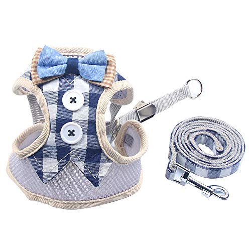 U/K Chaleco de malla para mascotas, chaleco de gato, bonito vestido de noche, a cuadros y cachorros con correa de pecho azul, M resistente y económico