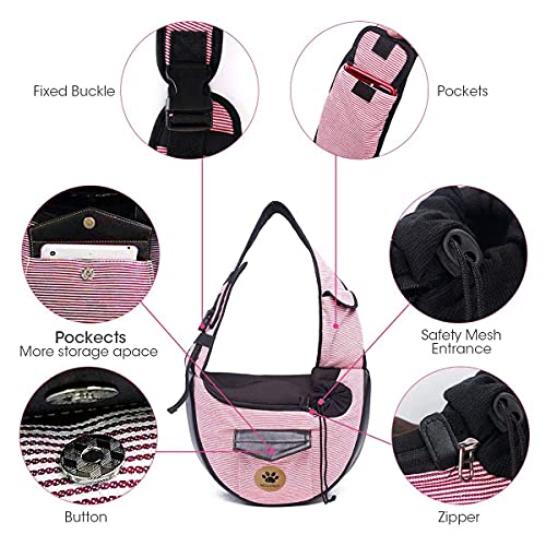 UniM Transportador de Mascotas Perro Gato Pequeño Cachorro Bolsos de Viaje Bolsa de Viaje Plegable Manos Libres Sling Mochila, Café