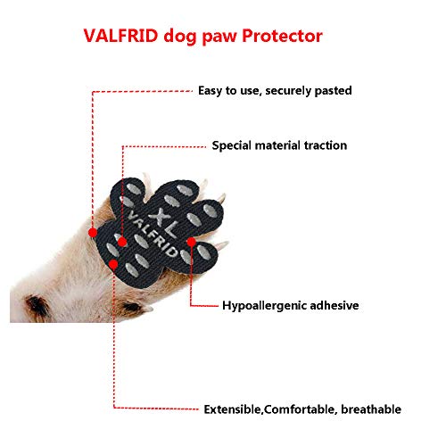 VALFRID Protector de patas para perro, antideslizante, 24 piezas, desechable, autoadhesivo, resistente a los zapatos de perro, zapatos de perro XXXL