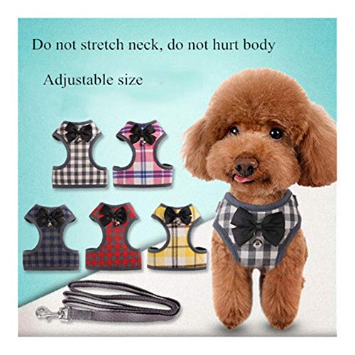 VODVO Cinturón de Pecho Pomerania Schnauzer Pecho con el Lazo del Gato de Peluche Perro pequeño Caballero Correa Correa del Pecho del Perro con la Cuerda de tracción (Color : Rojo, Talla : S)