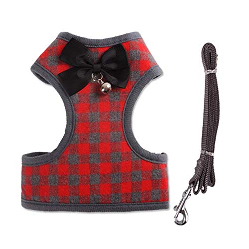 VODVO Cinturón de Pecho Pomerania Schnauzer Pecho con el Lazo del Gato de Peluche Perro pequeño Caballero Correa Correa del Pecho del Perro con la Cuerda de tracción (Color : Rojo, Talla : S)