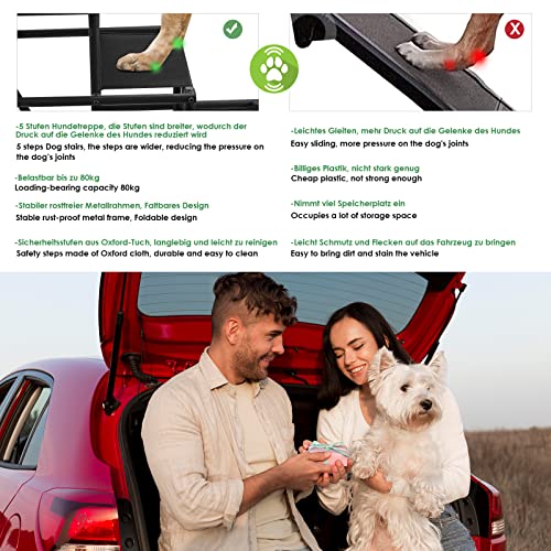 Vogvigo Rampas para Perros, 5 Capas de Escaleras para Perros Plegables, Protege Las articulaciones del Perro, Carga hasta 80 kg-Apto para Todos los vehículos