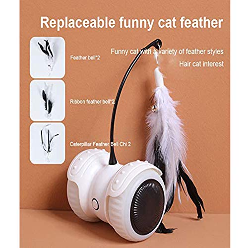 Wanguo Juguete De Gato Interactivo, Gato Toy Toy Remote Control Balance Car, Juguete De Gato Divertido Eléctrico con LED Y Plumas, Control Remoto Automático Equilibrio Inteligente CABA DE Cable