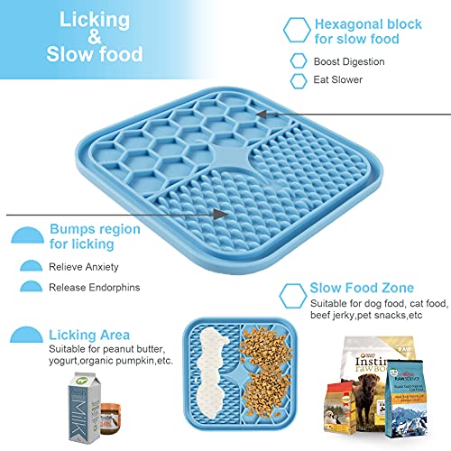 Weinsamkeit Alfombrilla para Lamer Perros, 2 Piezas Comederos Lentos para Perros, Comedero Perro Antivoracidad，Lick Mat para Perros Y Gatos, Super Ventosas, para Bañarse,Arreglarse Y Entrenar