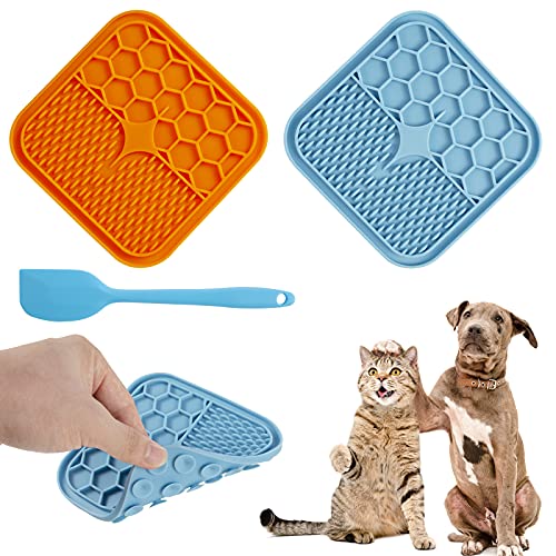 Weinsamkeit Alfombrilla para Lamer Perros, 2 Piezas Comederos Lentos para Perros, Comedero Perro Antivoracidad，Lick Mat para Perros Y Gatos, Super Ventosas, para Bañarse,Arreglarse Y Entrenar