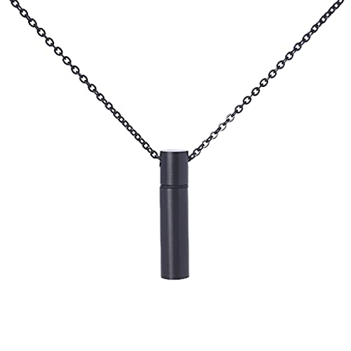 Wubxbvvx Collar con colgante de cenizas de acero inoxidable con colgante de cápsula de cadena cilíndrica para mujeres y hombres, regalo conmemorativo