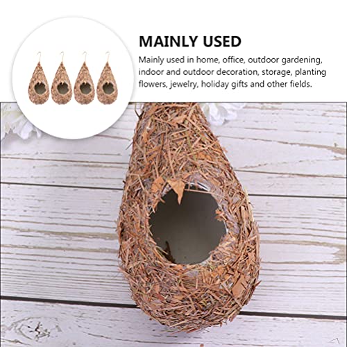 YARNOW Nido de Pájaro de Paja Casa de Concha de Loro Caseta Jaula con Gancho Colgante Cueva de Pájaro para Periquitos de Mascotas Exterior Jardín Balcón Decoración Suministros