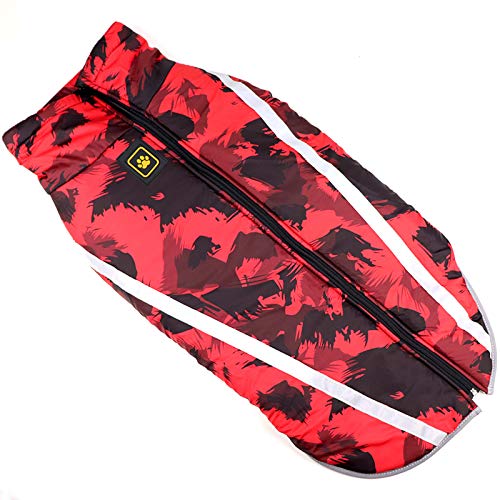 YHSW Ropa para Mascotas,Chaqueta Abrigada de Invierno,Chaleco Polar Reflectante Nocturno a Prueba Viento,Ropa Invierno Mascotas algodón Perros/medianos Grandes Deportiva (Graffiti Rojo,Verde)