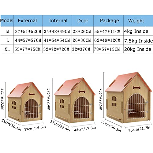 YHWD Casa De Grande Interior, Caja De Madera Perros Ventana Abrible Caseta De Perros, Casa De Al Aire Libre para Perros PequeñOs Gatos,Original Wood,L