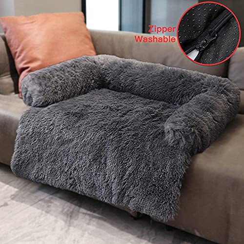 YZBBSH Cama Perros Antiestres,Cama para Perros L XL XXL Sofa para Perros Desenfundable y Lavable Cama para Mascotas para Perros y Gatos Grandes, Medianos y Pequeños,Dark Gray,115cm