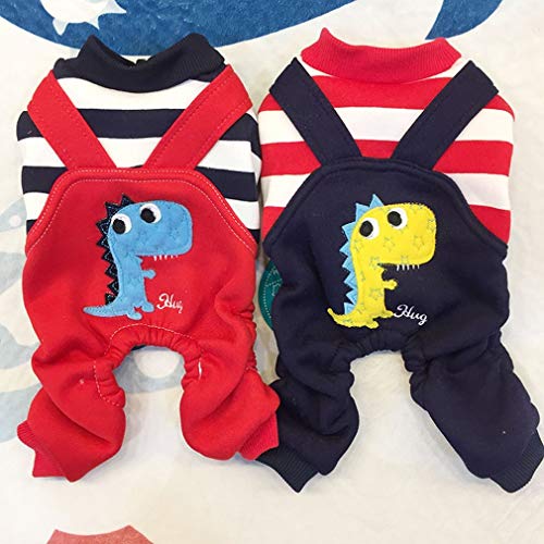 Zhou-YuXiang Estilo deportivo casual para mascotas de tela al aire libre de dinosaurios trajes de perro suave camisa cómoda moda suelta ropa casual para perros