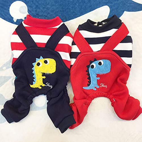 Zhou-YuXiang Estilo deportivo casual para mascotas de tela al aire libre de dinosaurios trajes de perro suave camisa cómoda moda suelta ropa casual para perros