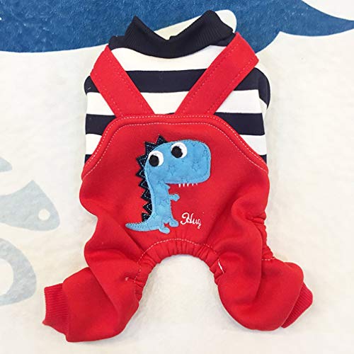Zhou-YuXiang Estilo deportivo casual para mascotas de tela al aire libre de dinosaurios trajes de perro suave camisa cómoda moda suelta ropa casual para perros