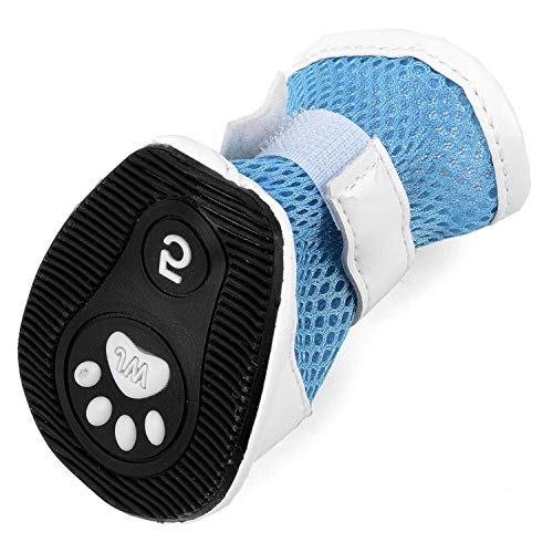 Zunea Zipper Sandalias de Malla Transpirable para Cachorro Perro Zapatos de Verano Botas Patas Protectores de Pata Zapatillas de pavimento Caliente Antideslizante Costuras de Poliuretano Azul 1#