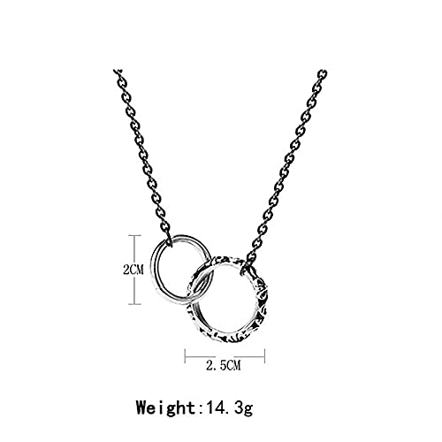 Acero inoxidable doble círculo colgante collar collar hombres mujeres punk rock joyería regalo para él con cadena-Oro