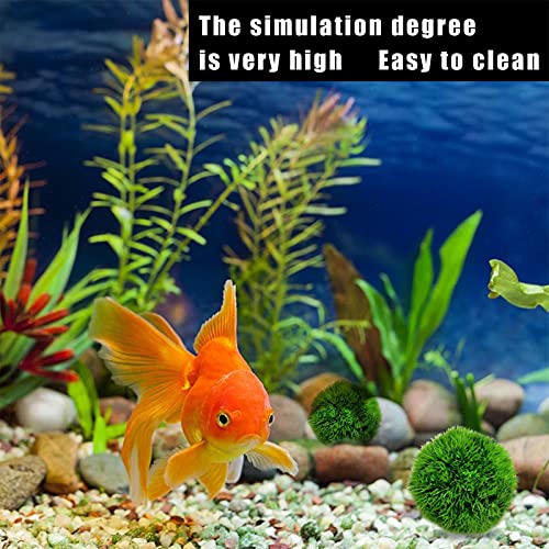 adgbd 2pcs Acuario Bola De Musgo ，Marimo Moss Balls ，Tanque De Agua Plantas Acuáticas Decoración，Estéticamente Hermoso, Bajo Mantenimiento Y Frena El Crecimiento De Algas