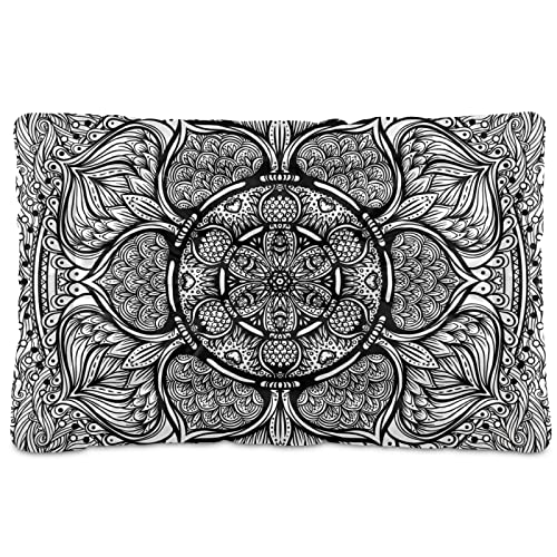 Alfombra de cama para perros y gatos con diseño de mandala de estilo tribal étnico, diseño de cachemira, suave para mascotas pequeñas y medianas, antideslizante, lavable y seco, 36 x 24 pulgadas
