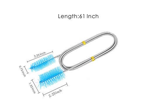 Ambolio 2 Piezas,Cepillo de Limpieza para acuarios,Cepillo Limpieza para Acuarios,Limpiadores Tubos Cepillo para Mangueras,Tubos Flexibles de Doble Tanque,155cm (2 Piezas)