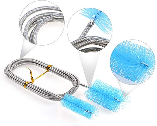 Ambolio 2 Piezas,Cepillo de Limpieza para acuarios,Cepillo Limpieza para Acuarios,Limpiadores Tubos Cepillo para Mangueras,Tubos Flexibles de Doble Tanque,155cm (2 Piezas)