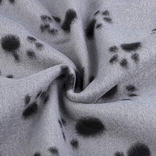 Aodaer Juego de 2 mantas con estampado de huellas para cachorros y perros, mantas para animales pequeños, color negro, gris, 100 x 140 cm