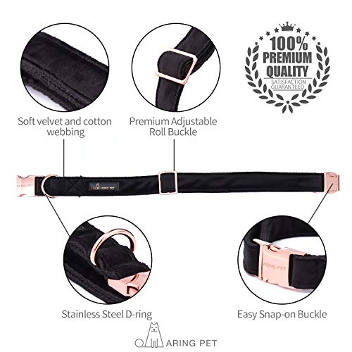 ARING PET Juego de collar y correa para perro de terciopelo, collar de perro y correa, collar de perro para perros pequeños, collares ajustables para perros pequeños, medianos y grandes