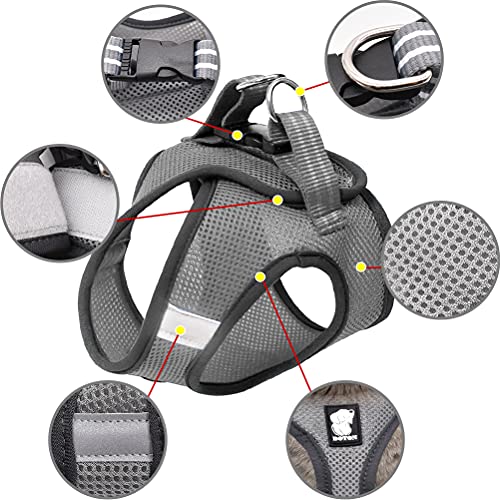 Arnés para Gatos Tomicy Juego de Arnés y Correa para Gatos, Arnés Ajustable para Cachorros, Cachorros Ajustable Arnés para Gatos 35-40Cm, Arnés Gato Reflectante(M, Gris Plateado)