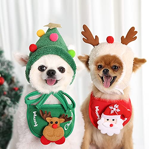 Atlojoys Sombrero de Navidad Verde para Mascotas con Bolas de Colores Gorra de Papá Noel Ajustable pequeña Decoración Linda para Mascotas Accesorios para la Cabeza para Perros Gatos Cachorros Gatitos