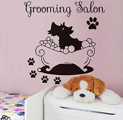 Báñate y ve al perro pegatinas de pared para divertidas tiendas de mascotas. Calcomanías extraíbles para peluquería canina, accesorios de decoración para tienda, 63 * 58cm.