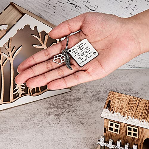 Batiyeer Regalos Conmemorativos de Perros Llavero de Recuerdo de Perro Llavero de Perro Conmemorativo de Pérdida de Huella de Pata de Mascota con Tarjeta de Papel sobre Regalo de Condolencia de Joya