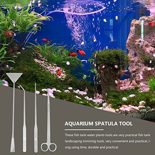 BESPORTBLE 1 Set Acuario Herramientas Kit Acuario Tijeras Pinzas Spátula Juego de Herramientas de Acero Inoxidable Herramienta de Planta Acuática para Acuario Accesorios de Limpieza de