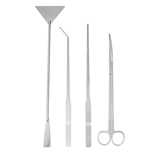 BESPORTBLE 1 Set Acuario Herramientas Kit Acuario Tijeras Pinzas Spátula Juego de Herramientas de Acero Inoxidable Herramienta de Planta Acuática para Acuario Accesorios de Limpieza de