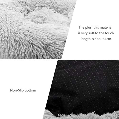 BIQIQI Redonda Cama Perro Gato Cama de Felpa Mascotas Cama Cama para Perros Gatos Redonda Antiestres Suave Sofá Cojín Dormido Calentito Donut Fondo Antideslizante Lavable a Máquina