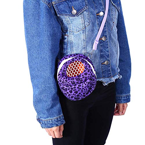 Bolsa de Transporte para hámster para Mascotas, patrón de Leopardo Bolsa de Dormir para Exteriores con Correa Ajustable Bolsa de Viaje para Animales pequeños Rata Erizo Chinchilla(S-Púrpura)