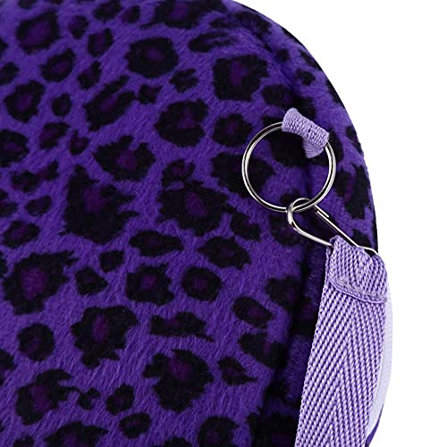 Bolsa de Transporte para hámster para Mascotas, patrón de Leopardo Bolsa de Dormir para Exteriores con Correa Ajustable Bolsa de Viaje para Animales pequeños Rata Erizo Chinchilla(S-Púrpura)