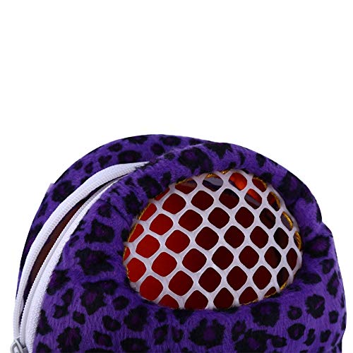 Bolsa de Transporte para hámster para Mascotas, patrón de Leopardo Bolsa de Dormir para Exteriores con Correa Ajustable Bolsa de Viaje para Animales pequeños Rata Erizo Chinchilla(S-Púrpura)