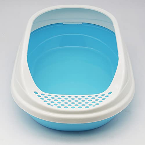 BPS Bandeja Gatos Gatitos Aseo Arenero Abierto para Mascotas Gatos Bandeja Sanitaria Plástica con Pala 3 Colores (Azul Grande) BPS-1362AZ