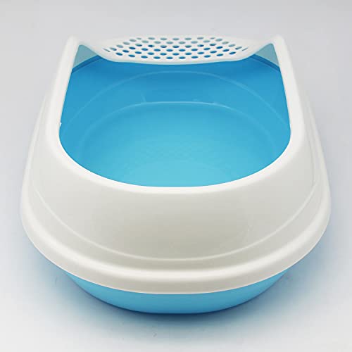 BPS Bandeja Gatos Gatitos Aseo Arenero Abierto para Mascotas Gatos Bandeja Sanitaria Plástica con Pala 3 Colores (Azul Grande) BPS-1362AZ